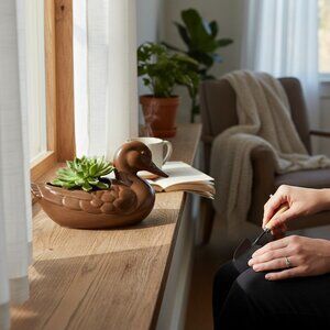 Quaint Retro Frankoma Mallard Duck Planter for Rustic Farmhouse Decor